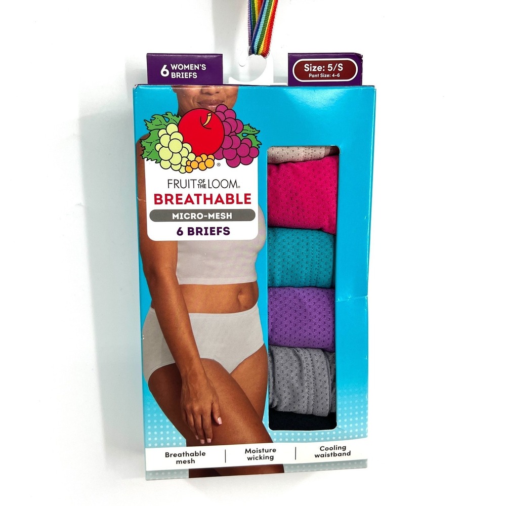 Fruit of the loom breathable micro-mesh women's briefs cooling underwear 5 S